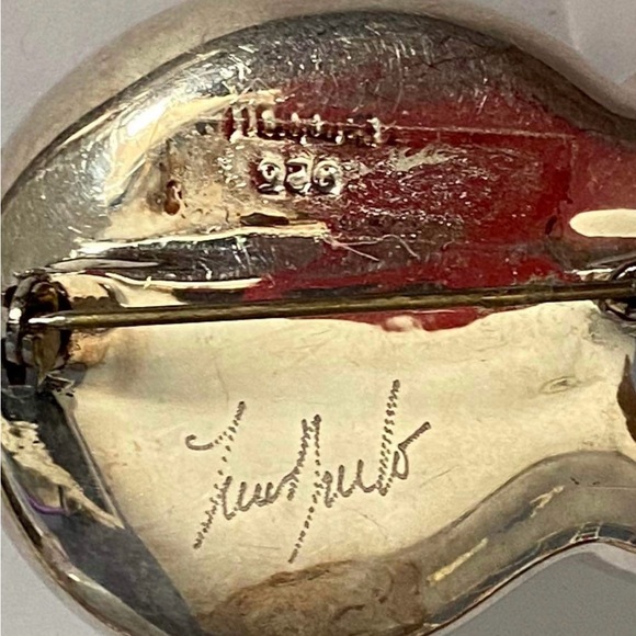 Vintage FREDERIC JEAN DUCLOS 925 Silver Electroform Hollow Brooch - Picture 5 of 9